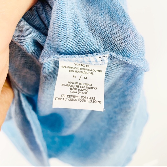 Vince essential heather blue Pima cotton Tee shirt - Picture 4 of 6